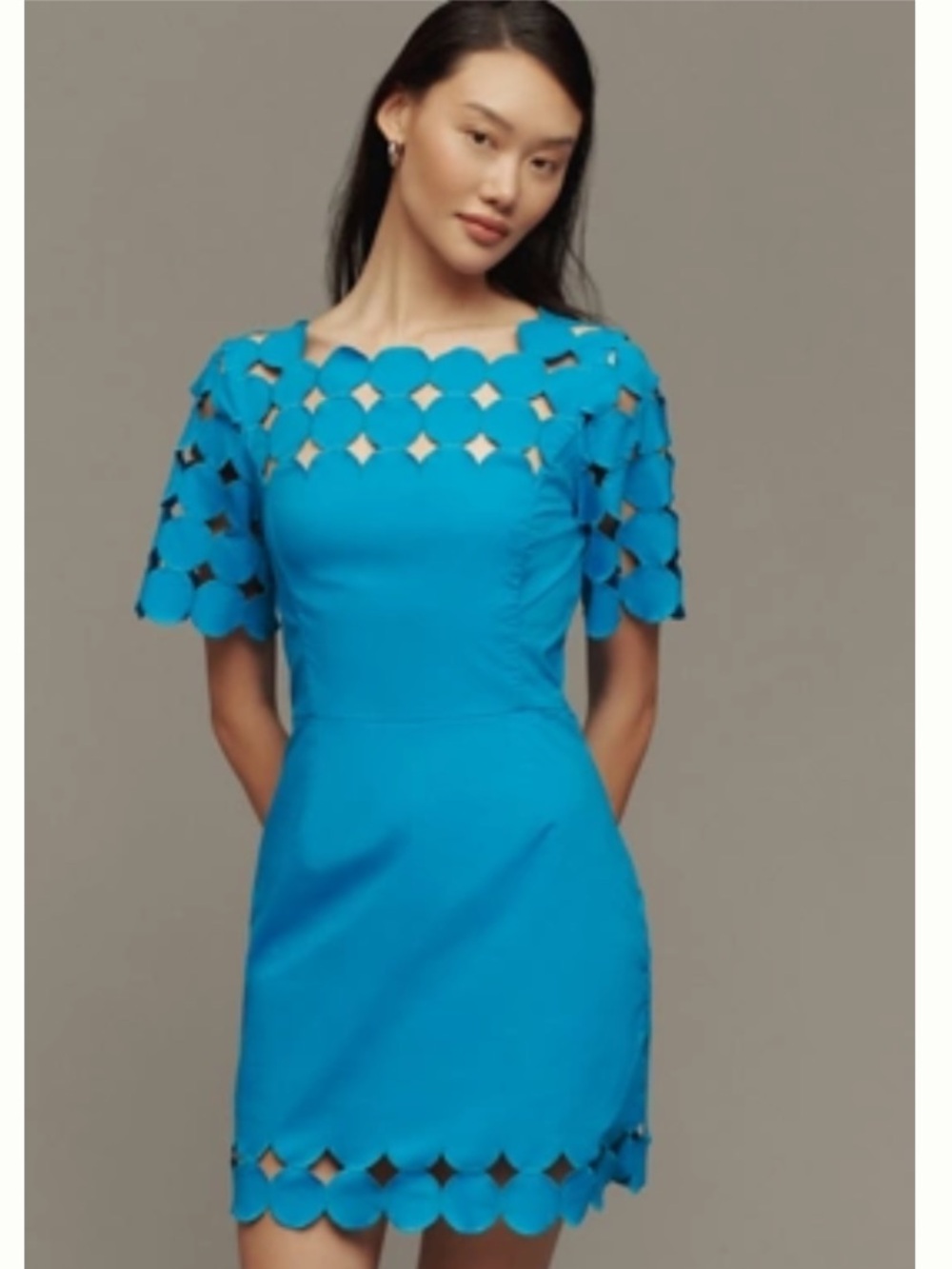 Anthropologie Turquoise Cutout Sleeve Mini Dress